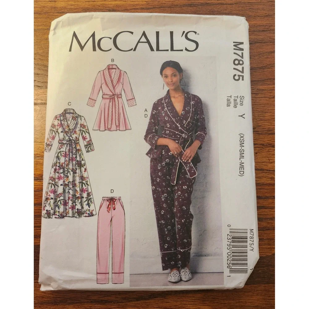 McCall's M7875 Sewing Pattern Misses Robe Jacket Pants Belt Size Y XSM-MED